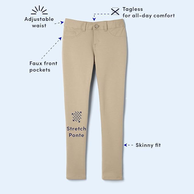 French Toast Women's Junior's Skinny Fit Stretch Ponte Pant Navy