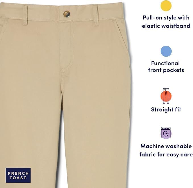 French Toast Girls' Pull-On Straight Fit Stretch Twill Pant Khaki
