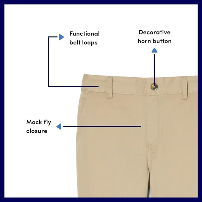 French Toast Girls' Pull-On Straight Fit Stretch Twill Pant Khaki